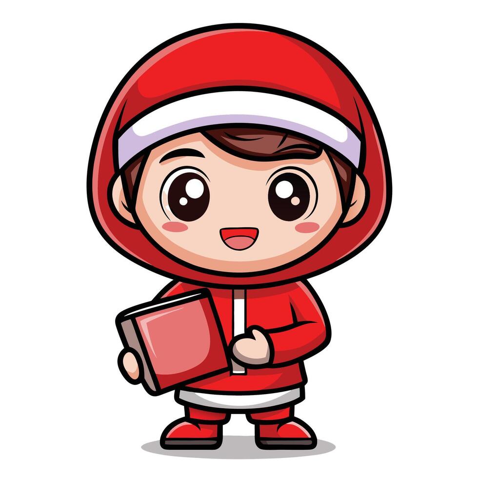 a cartoon santa claus holding a book vector