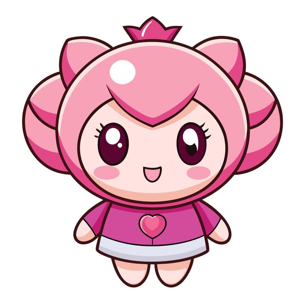 a cartoon character with pink hair and a heart vector