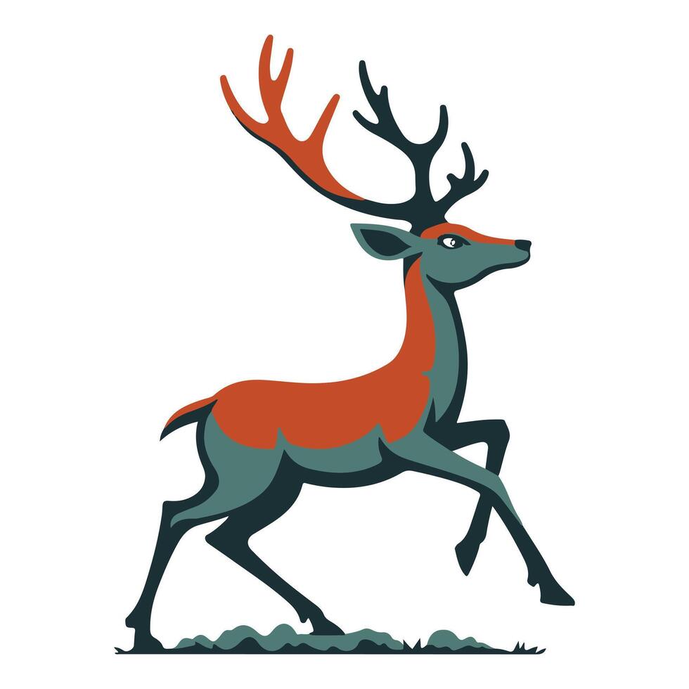 adorable antler-bearing deer. Cartoon-style illustration vector