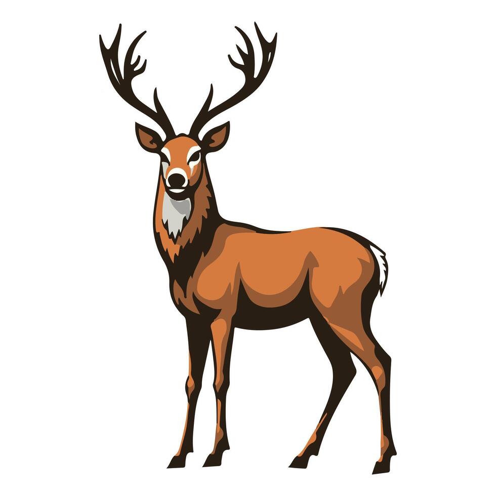 A winter character in art form. A young deer in a flat fashion vector