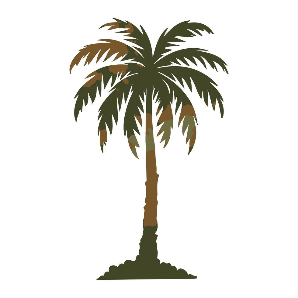 A palm tree symbol. Isolated black coconut palm silhouette on a white background vector