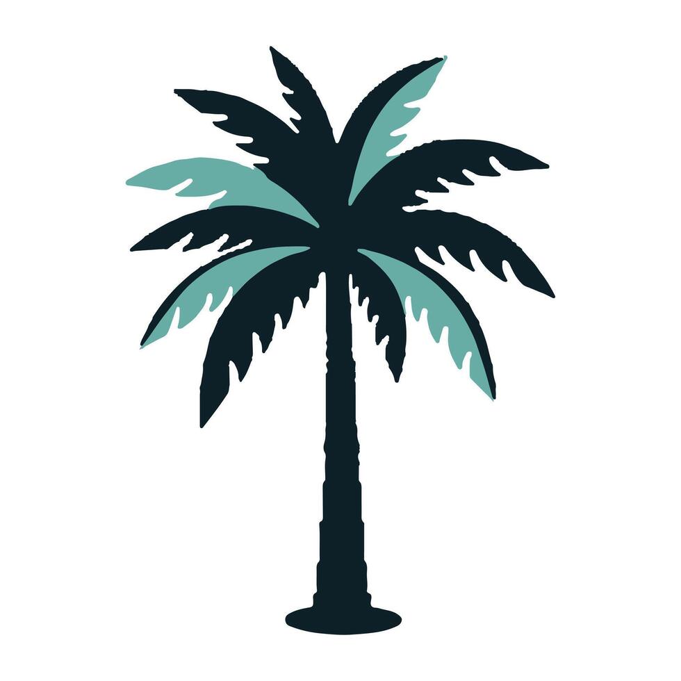 Illustrator artwork of a coconut palm tree silhouette vector