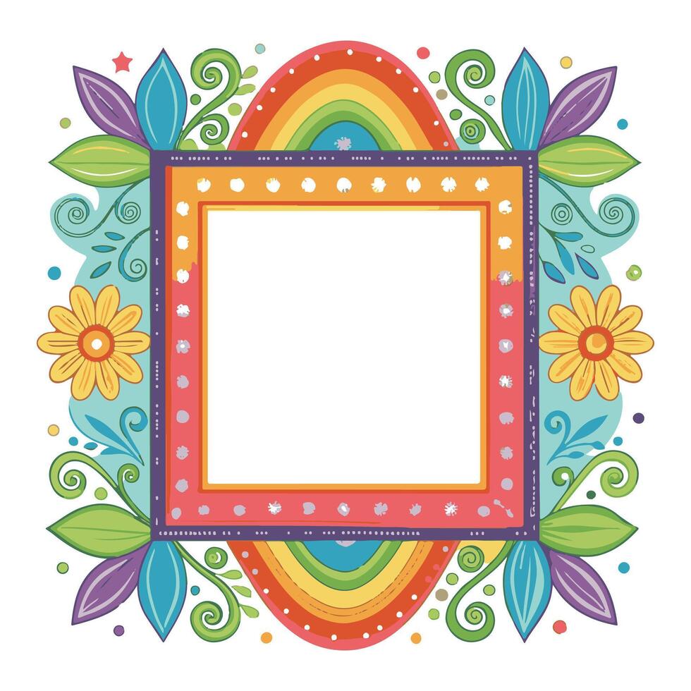 Square Frame Background of Summer Flowers vector