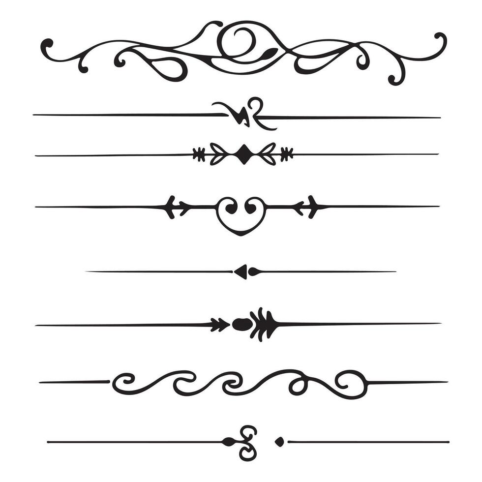 Isolated on white are the frame and dividers. Elements of calligraphic design vector