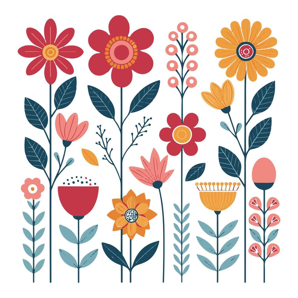 A flower drawn by hand Gorgeous flowers and foliage in the spring vector
