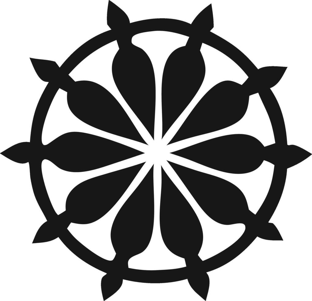 Black and white symbol geometric flower design. vector