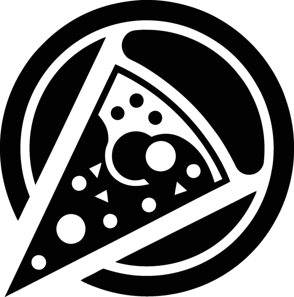 Logo design pizza slice icon black and white. vector