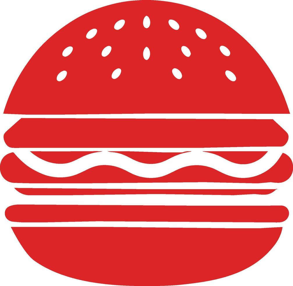 Red minimalist burger icon flat design. vector