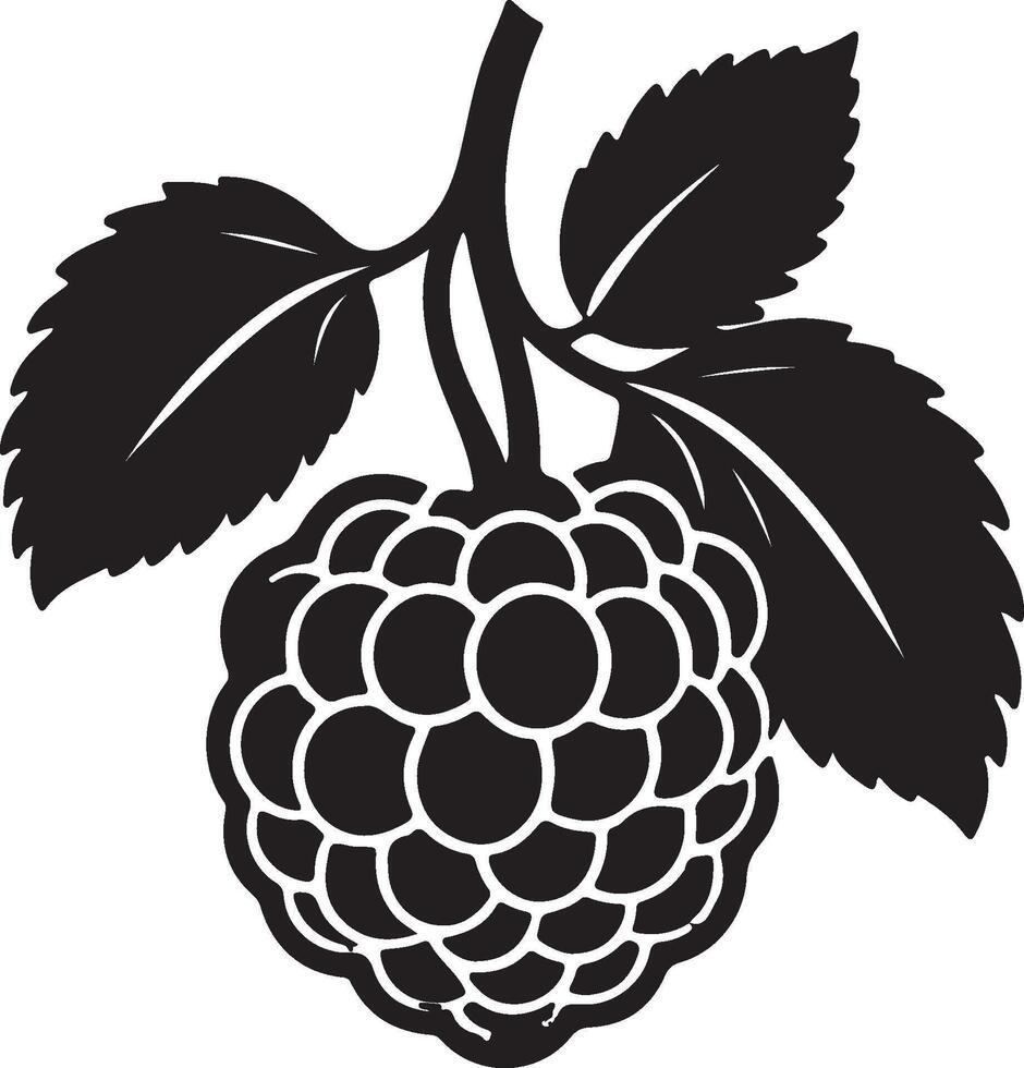 Black and white illustration raspberry silhouette. vector