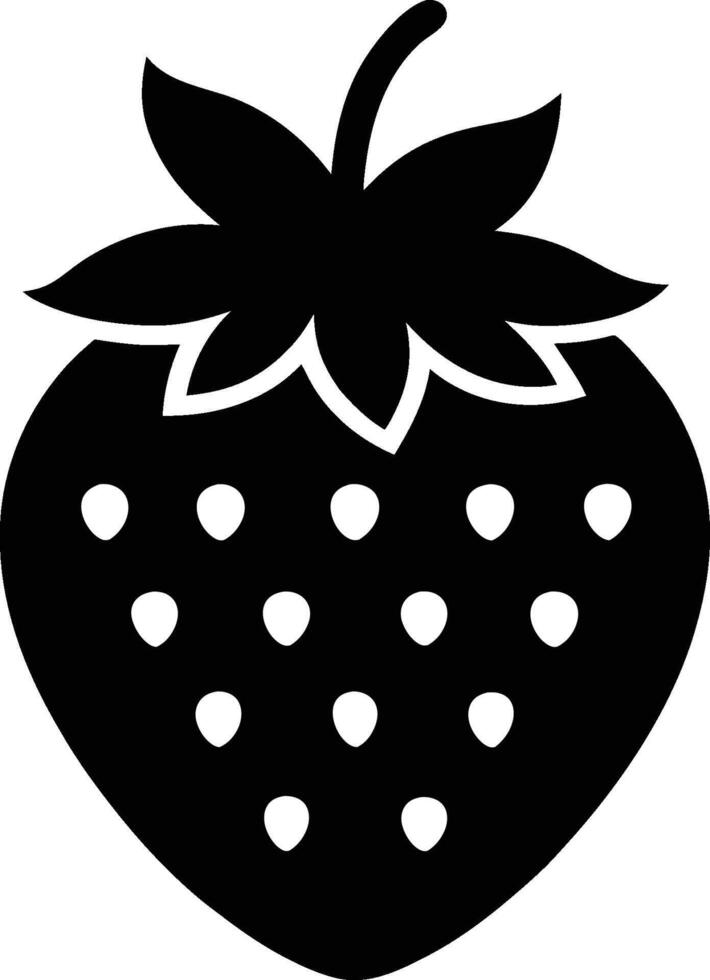 Stylized strawberry icon black and white minimalist design. vector