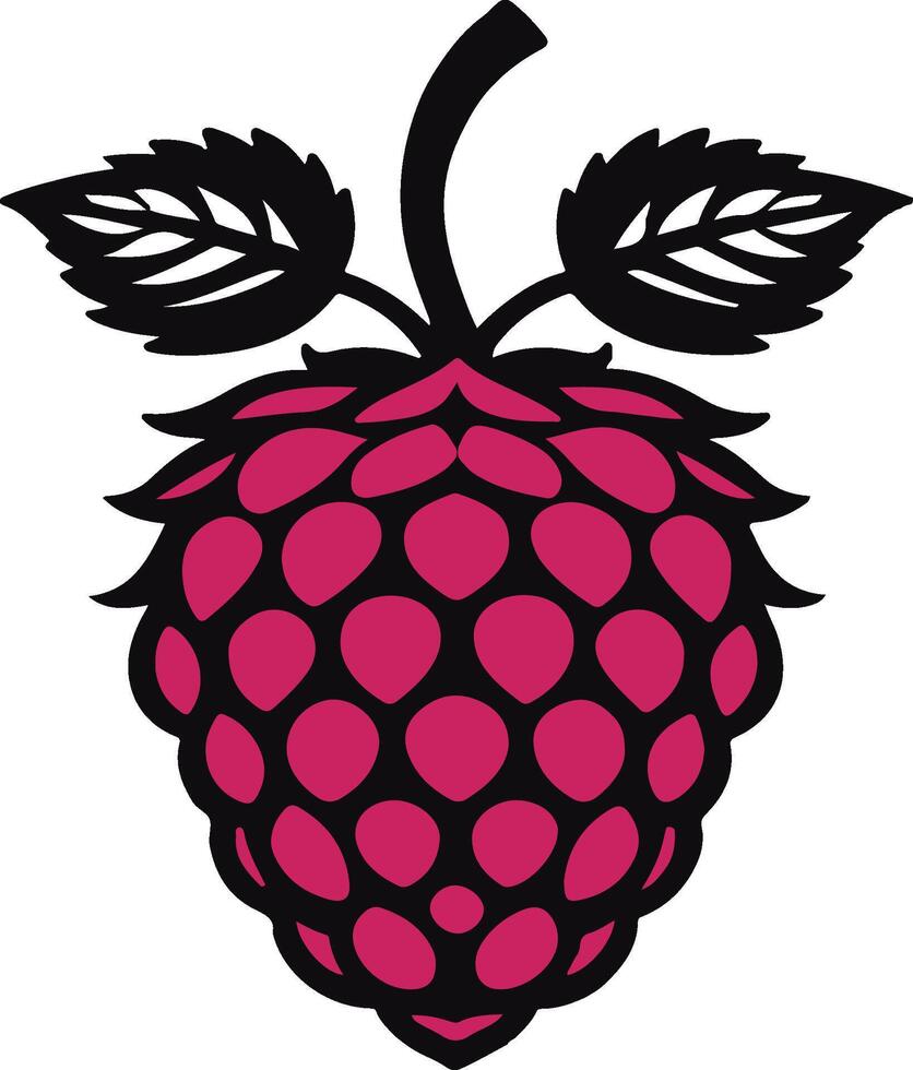 Stylized raspberry logo black and magenta color scheme. vector