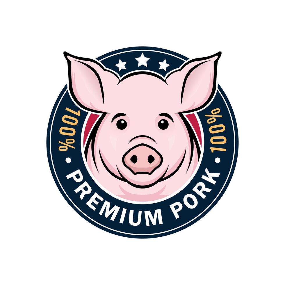 Premium Quality Pork Meat Badge Design - Fresh Organic Seal Logo vector