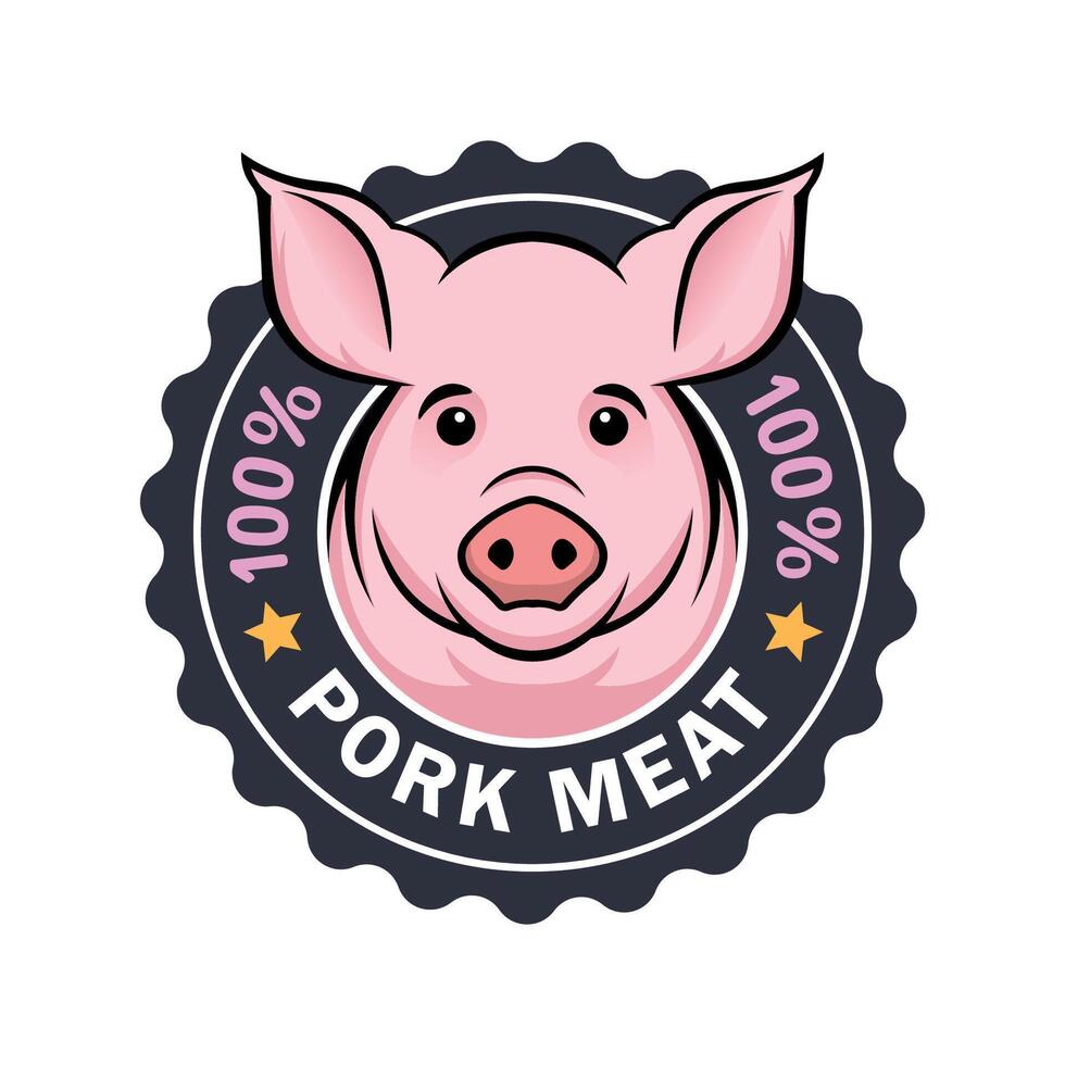 Premium Quality Pork Meat Badge Design,100 Percent Fresh Organic Seal Logo vector