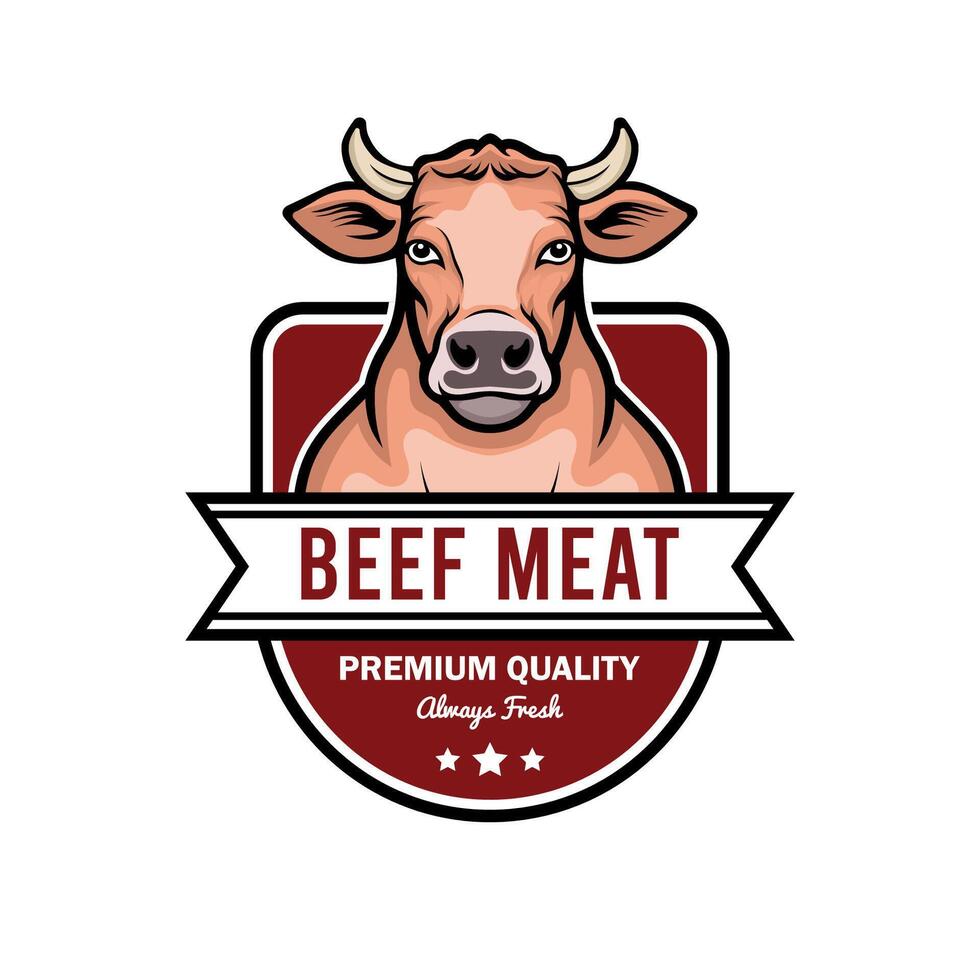 Premium Quality Beef Meat Badge Design - Fresh Organic Seal Logo vector