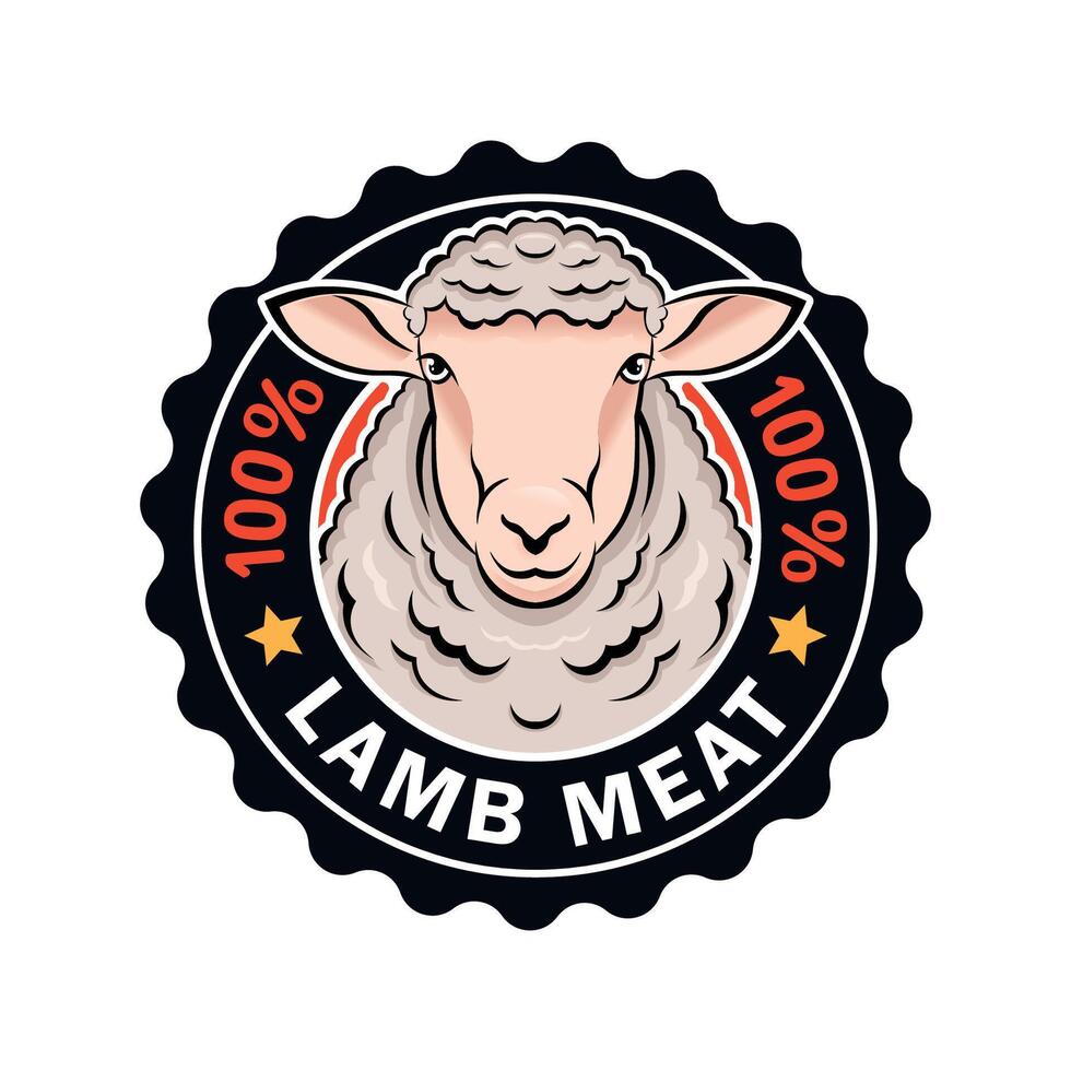 Premium Quality Lamb Meat Badge Design - Fresh Organic Seal Logo vector