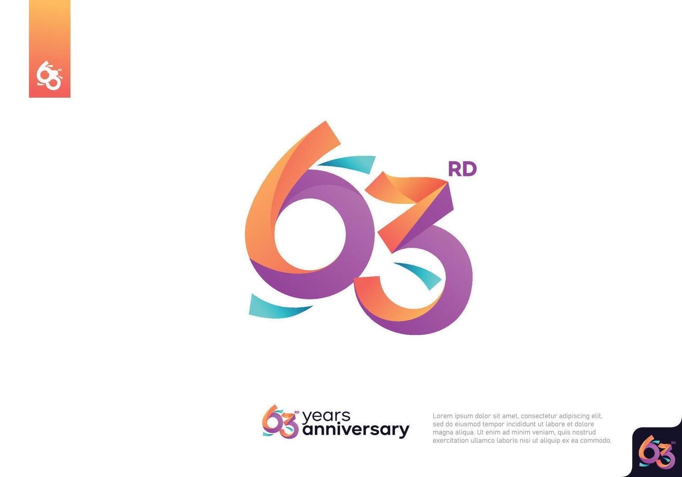 Number 63 logo icon design, 63rd birthday logo number, anniversary 63 vector
