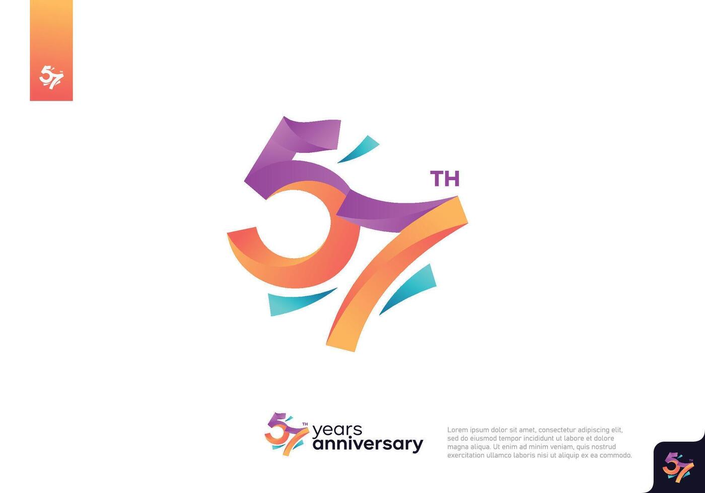 Number 57 logo icon design, 57th birthday logo number, anniversary 57 vector