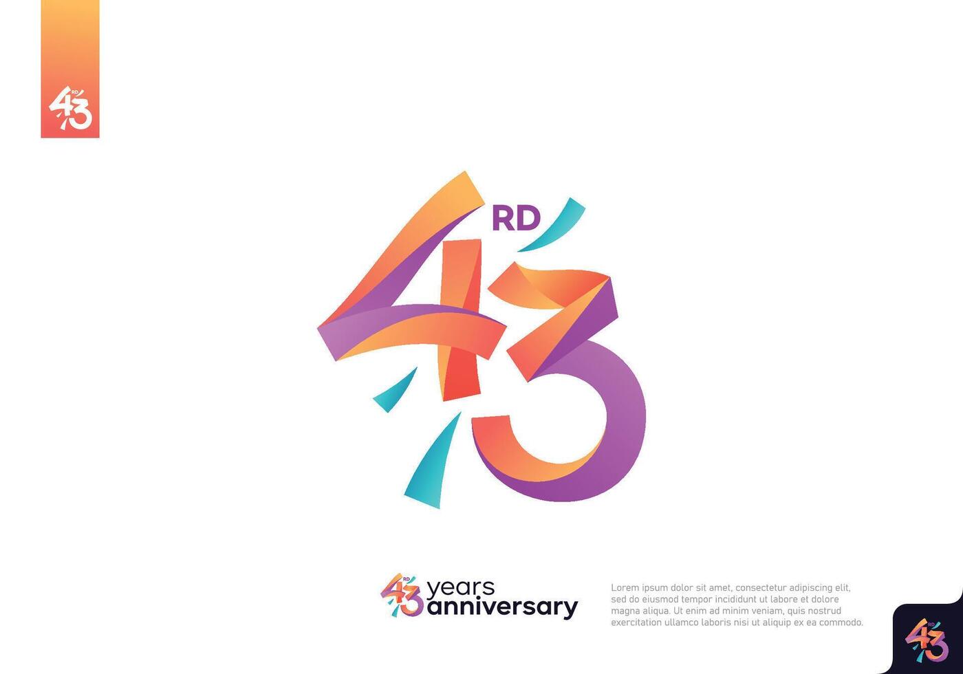 Number 43 logo icon design, 43rd birthday logo number, anniversary 43 vector