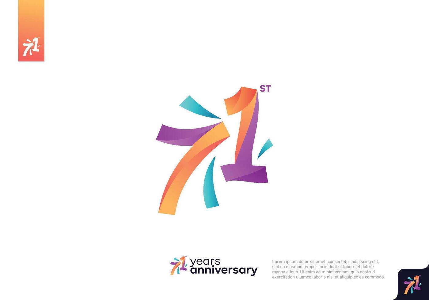 Number 71 logo icon design, 71st birthday logo number, anniversary 71 vector