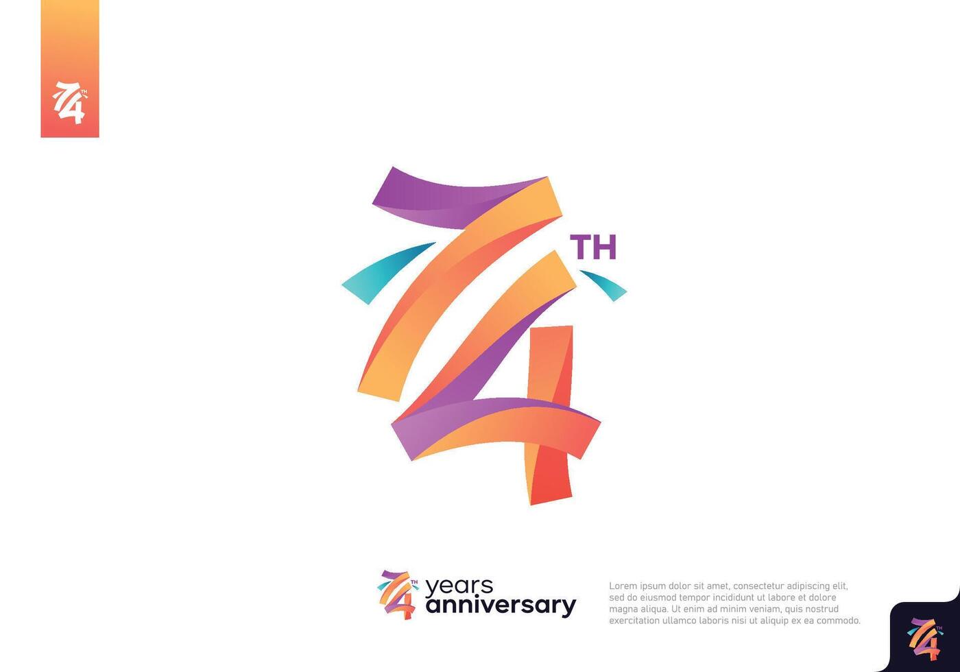 Number 74 logo icon design, 74th birthday logo number, anniversary 74 vector