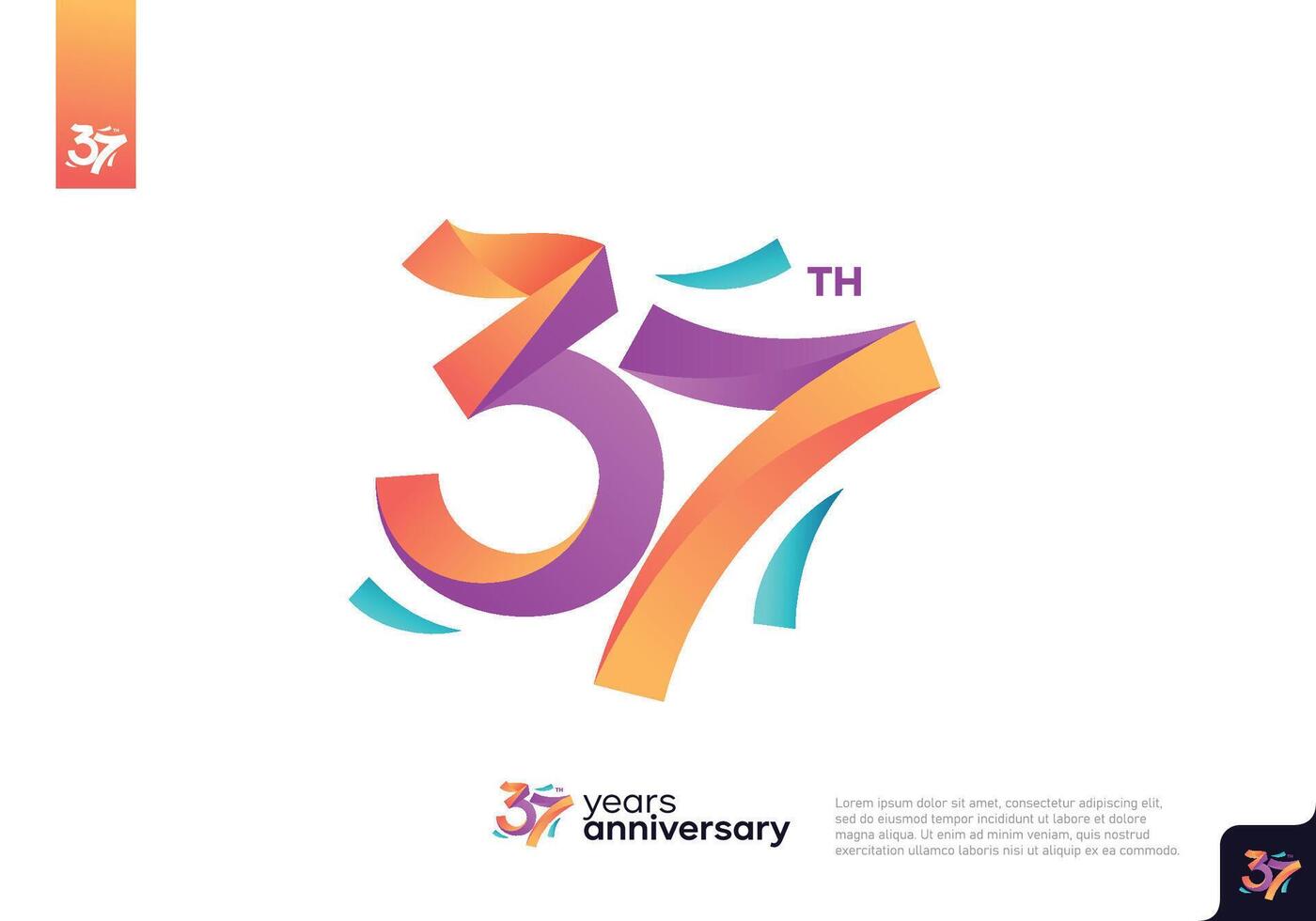 Number 37 logo icon design, 37th birthday logo number, anniversary 37 vector