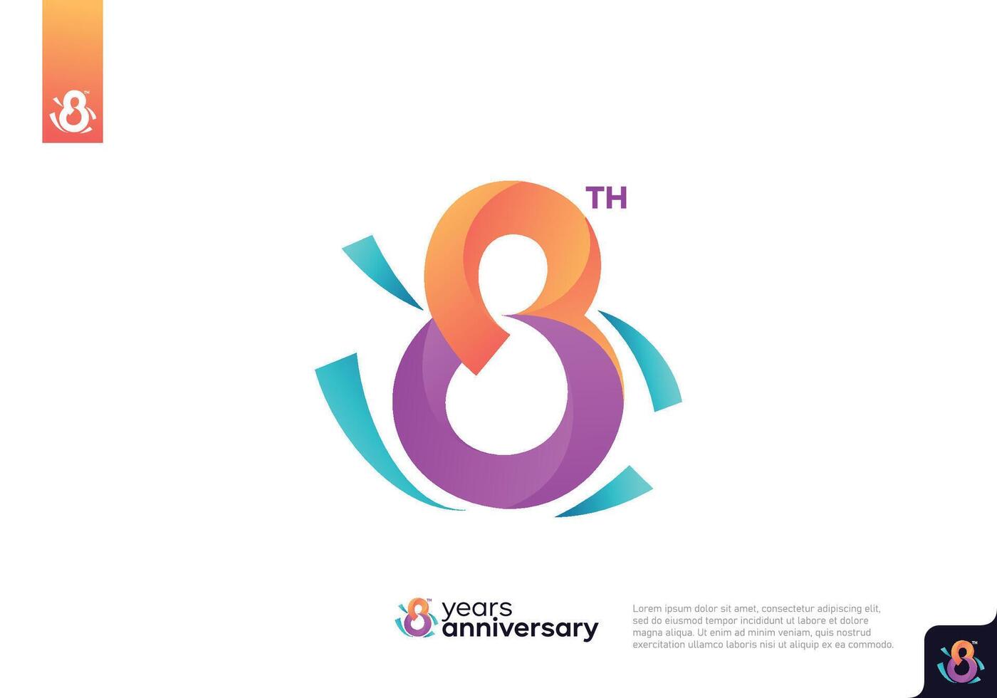 Number 8 logo icon design, 8th birthday logo number, anniversary 8 vector