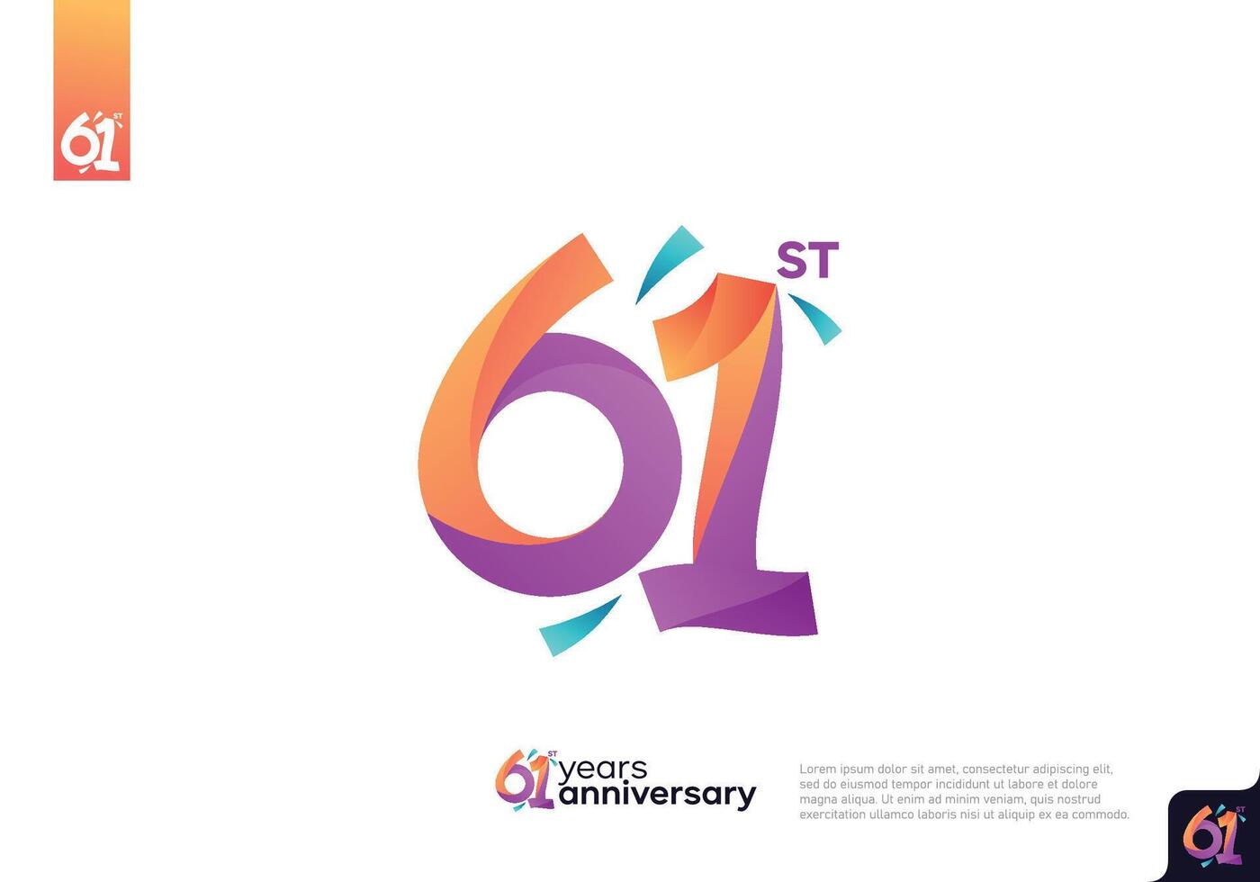 Number 61 logo icon design, 61st birthday logo number, anniversary 61 vector