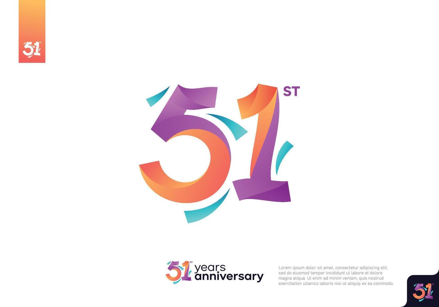 Number 51 logo icon design, 51st birthday logo number, anniversary 51 vector