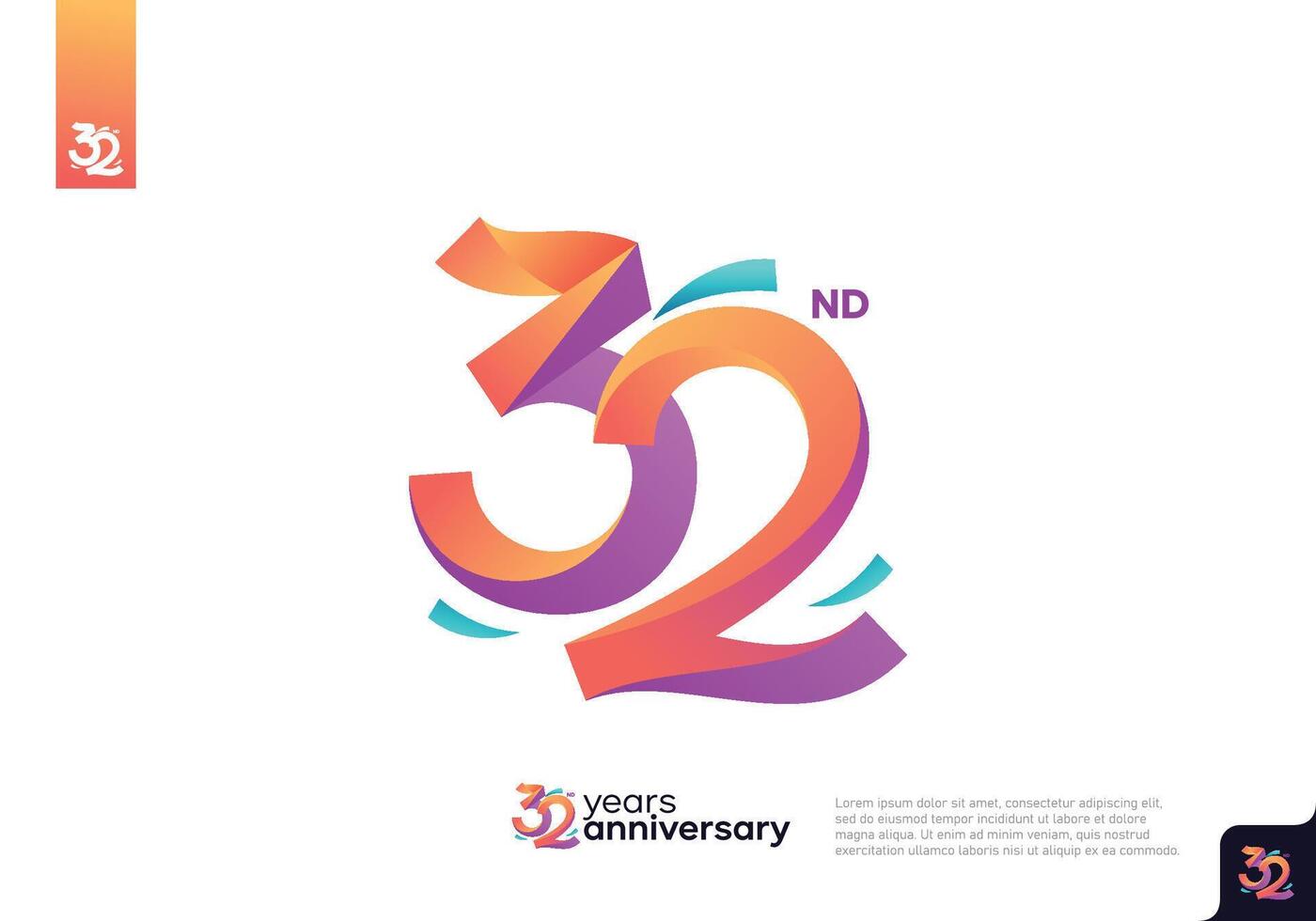 Number 32 logo icon design, 32nd birthday logo number, anniversary 32 vector