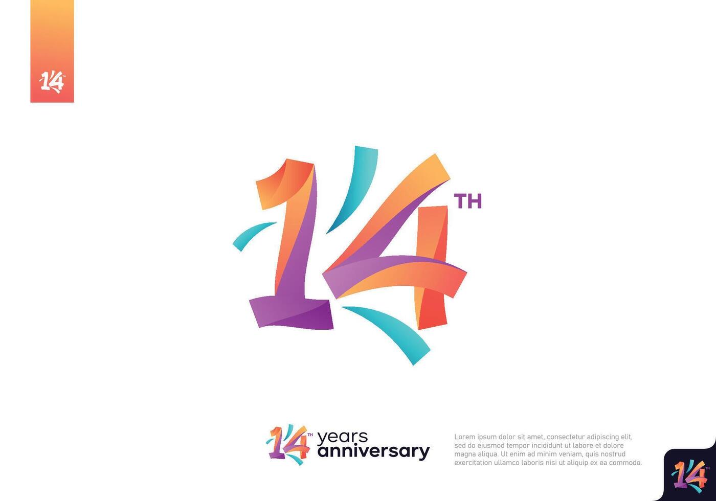 Number 14 logo icon design, 14th birthday logo number, anniversary 14 vector