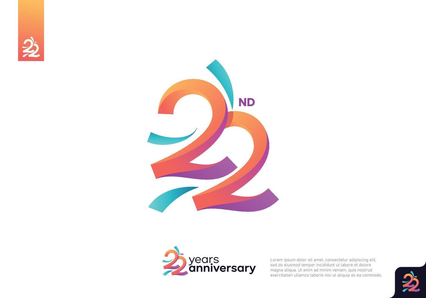 Number 22 logo icon design, 22nd birthday logo number, anniversary 22 vector