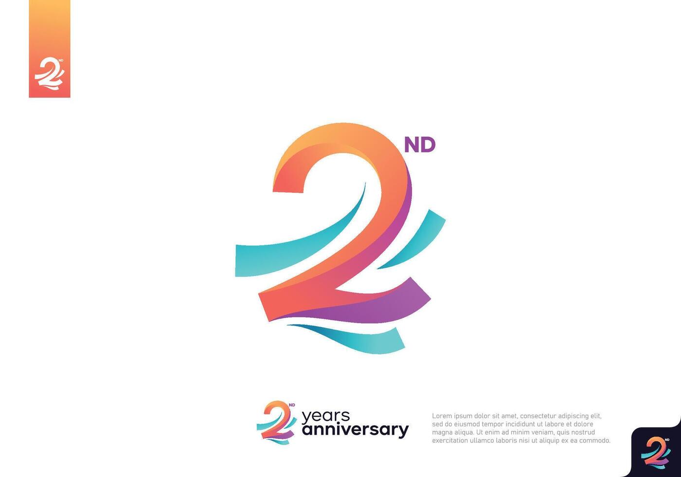 Number 2 logo icon design, 2nd birthday logo number, anniversary 2 vector