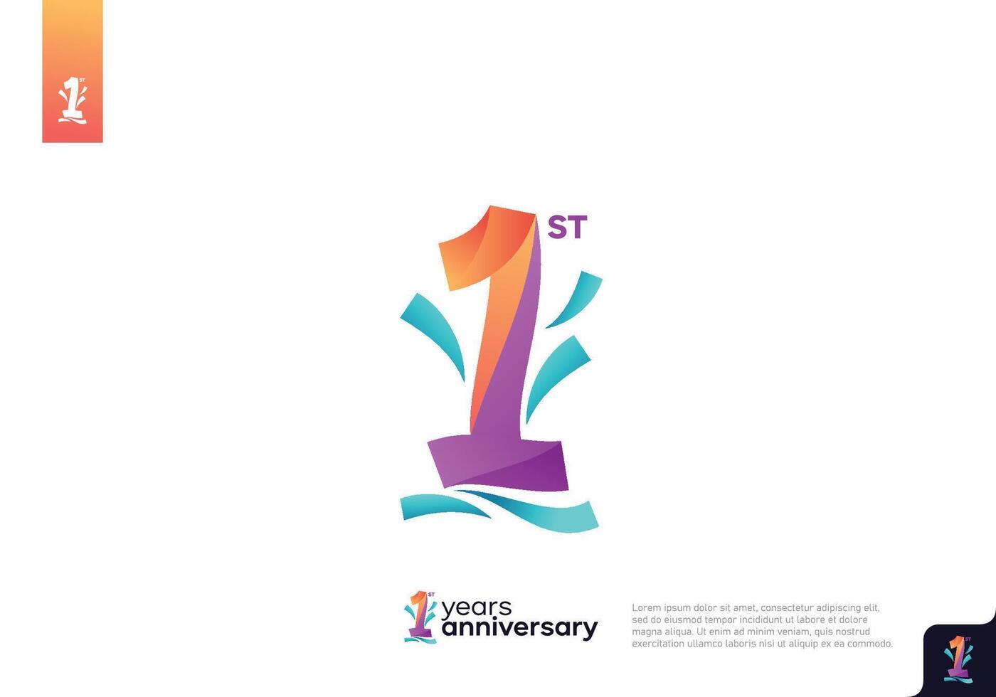 Number 1 logo icon design, 1st birthday logo number, anniversary 1 vector