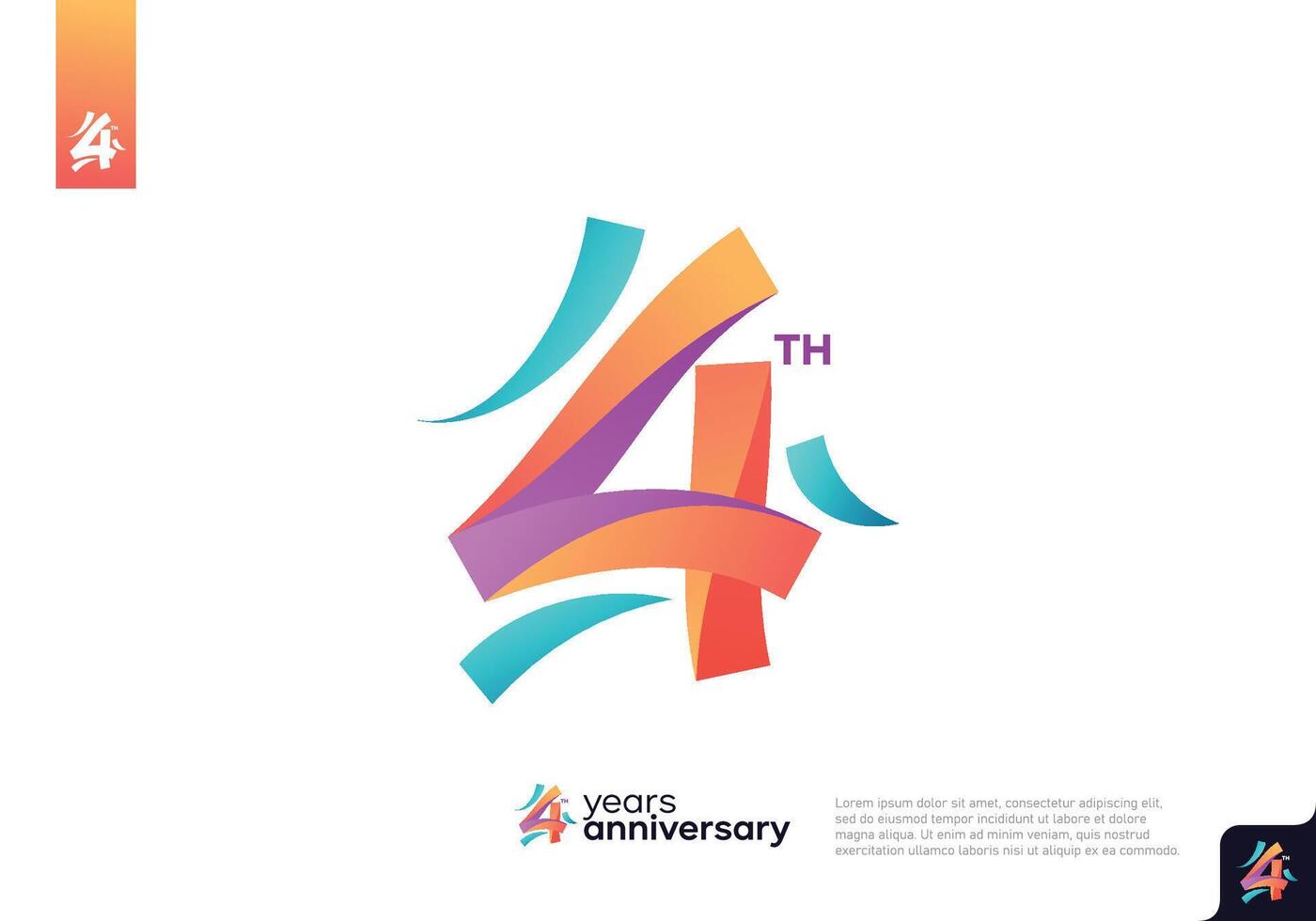 Number 4 logo icon design, 4th birthday logo number, anniversary 4 vector