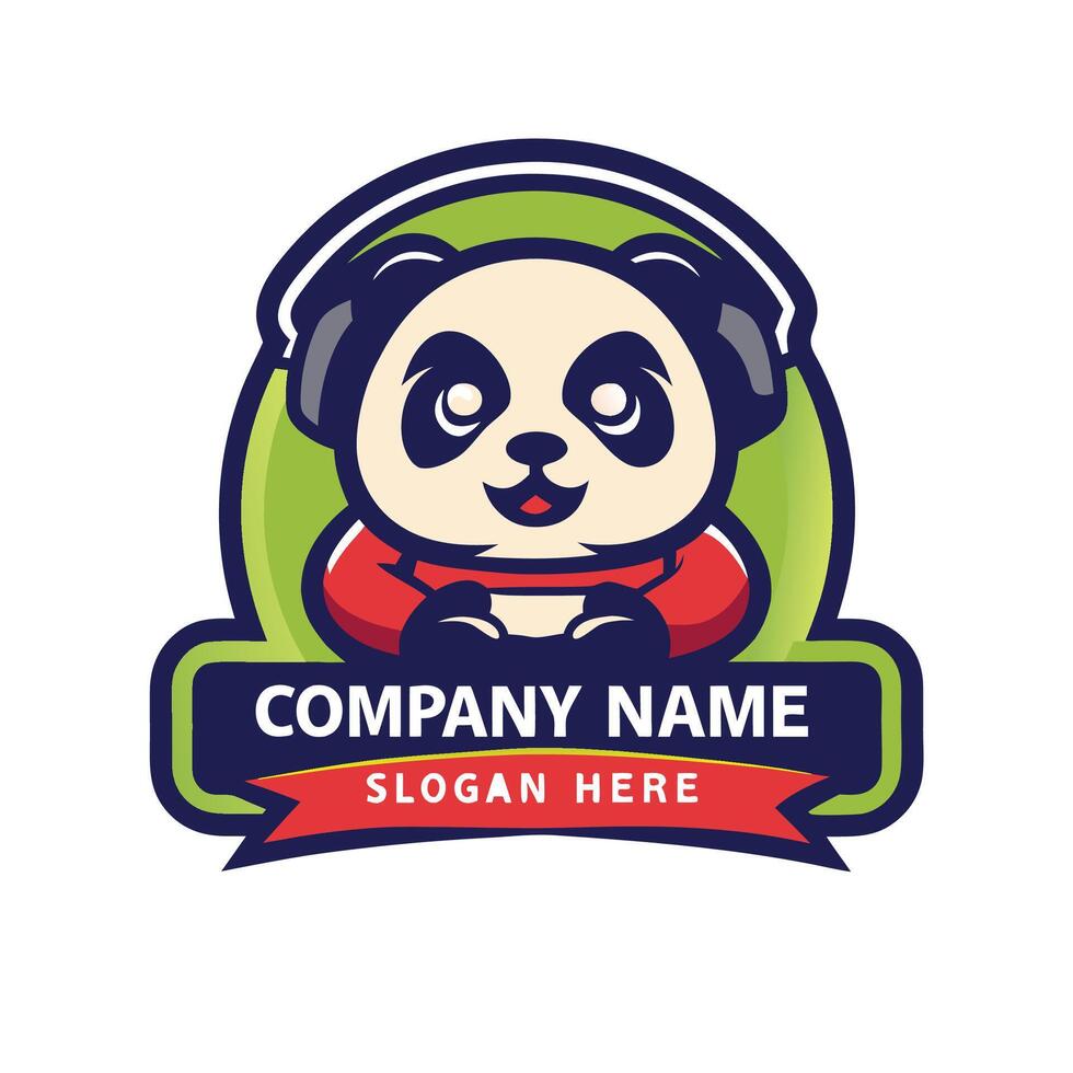 a panda bear logo with headphones 54760390 Vector Art at Vecteezy