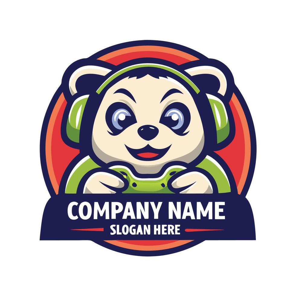 a cartoon bear playing games with headphones vector