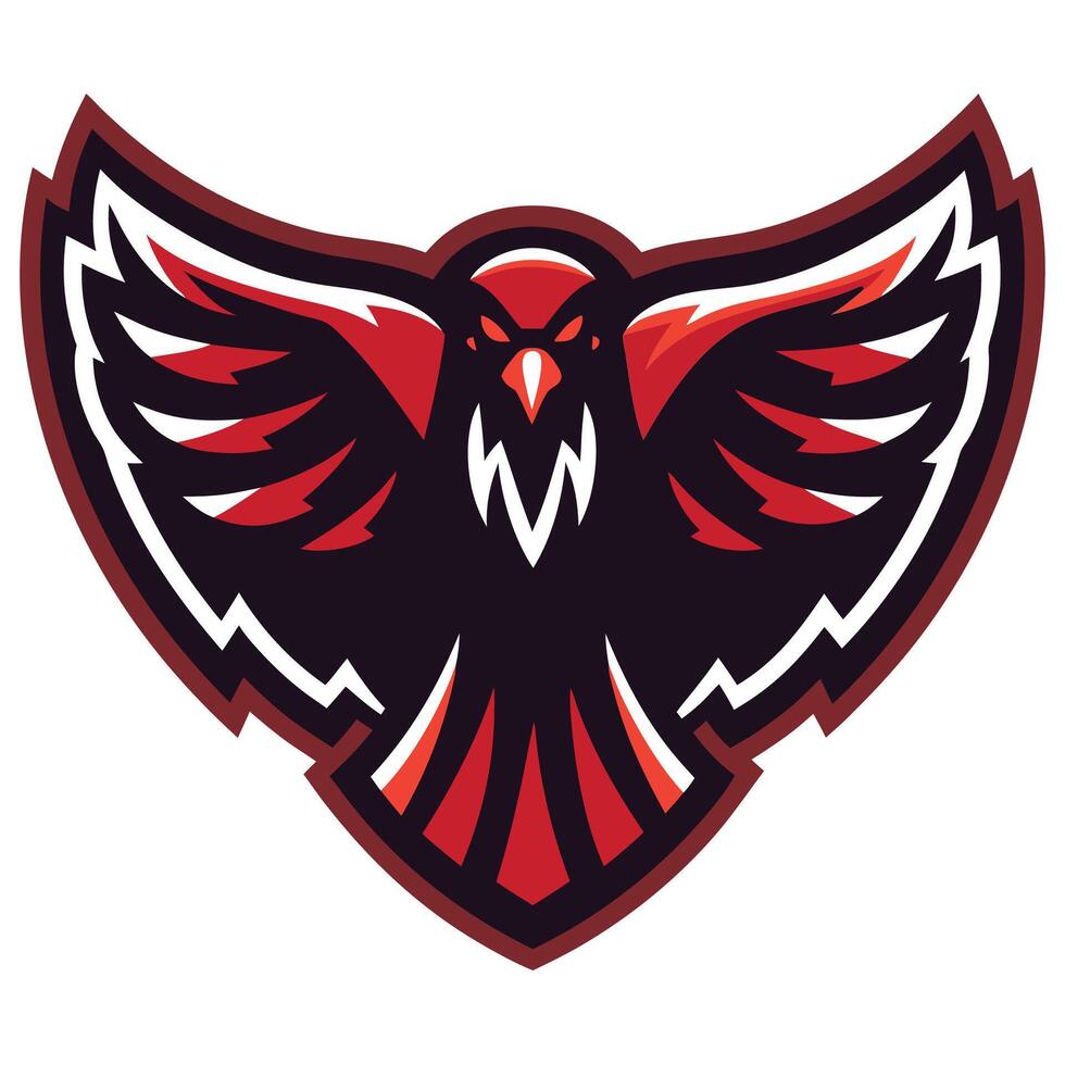 a red and black bird with wings spread out vector