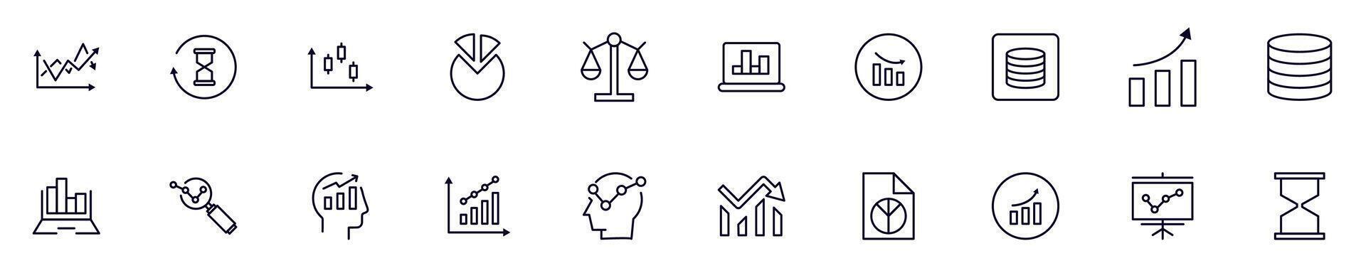 Business and analytics thin line icons set. Simple linear illustrations that suitable for apps, infographics, books, online shops and stores vector
