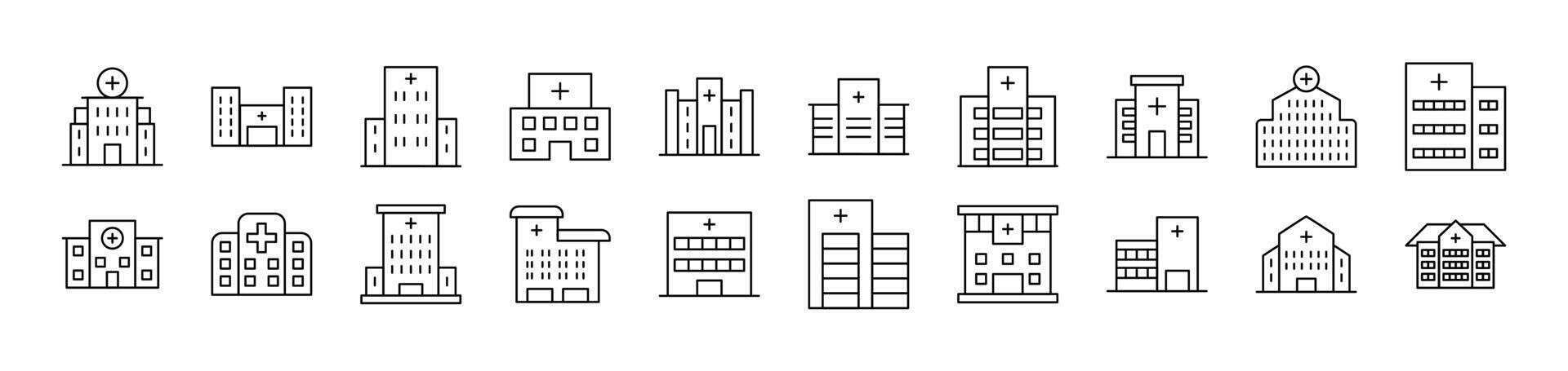 Hospital Thin Icons Collection. Editable Stroke. Suitable for Web Sites, Books, Cards, Apps vector