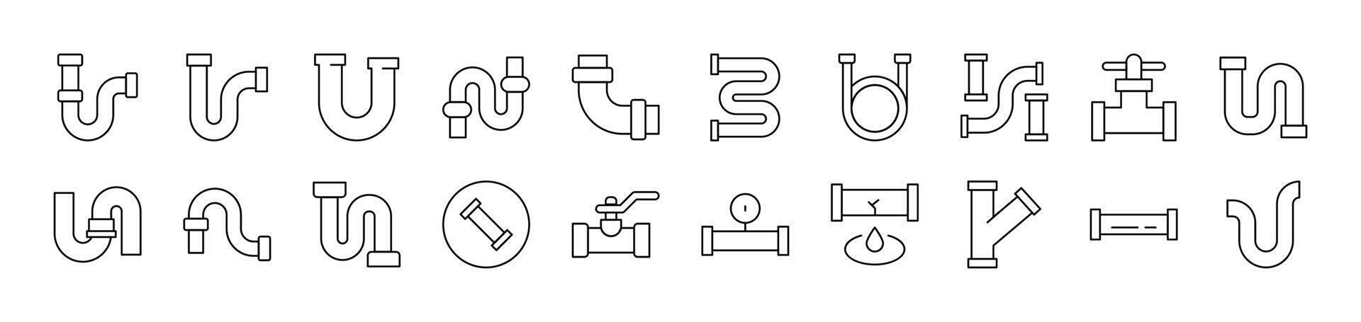 Pipe Related Icon Set. Editable Stroke. Suitable for Web Sites, Books, Cards, Apps vector
