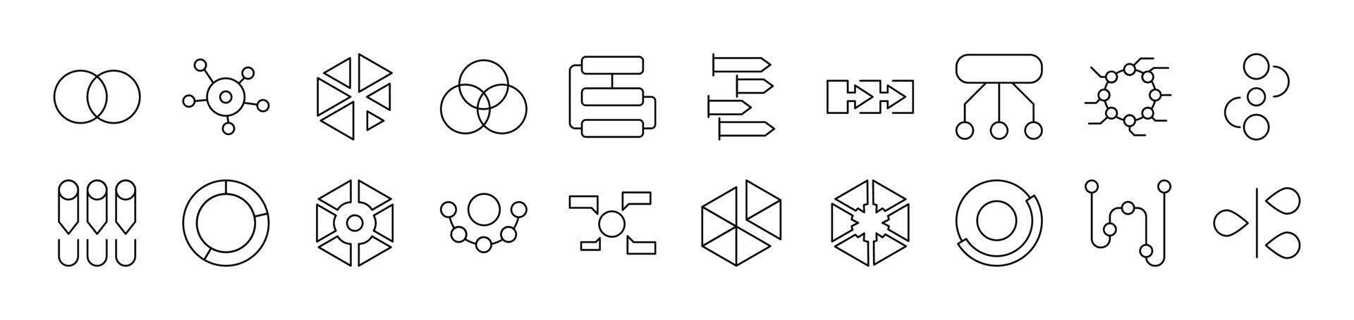 Hierarchy Thin Icons Collection. Editable Stroke. Suitable for Web Sites, Books, Cards, Apps vector