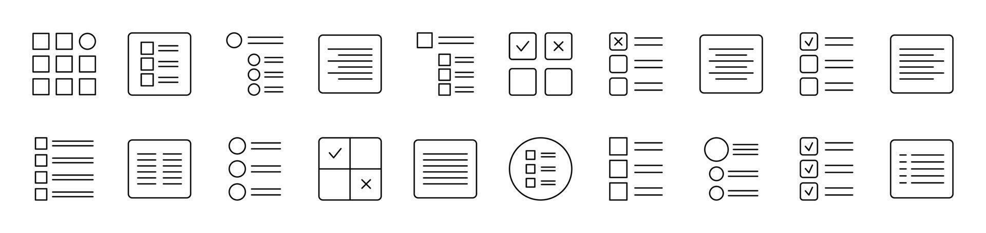 Menu and List in Interface Related Line Icon Collection. Editable Stroke. Perfect for Infographics, Articles, Books, Flyers, Banners vector