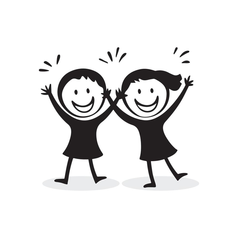 children happy cheering hands. vector