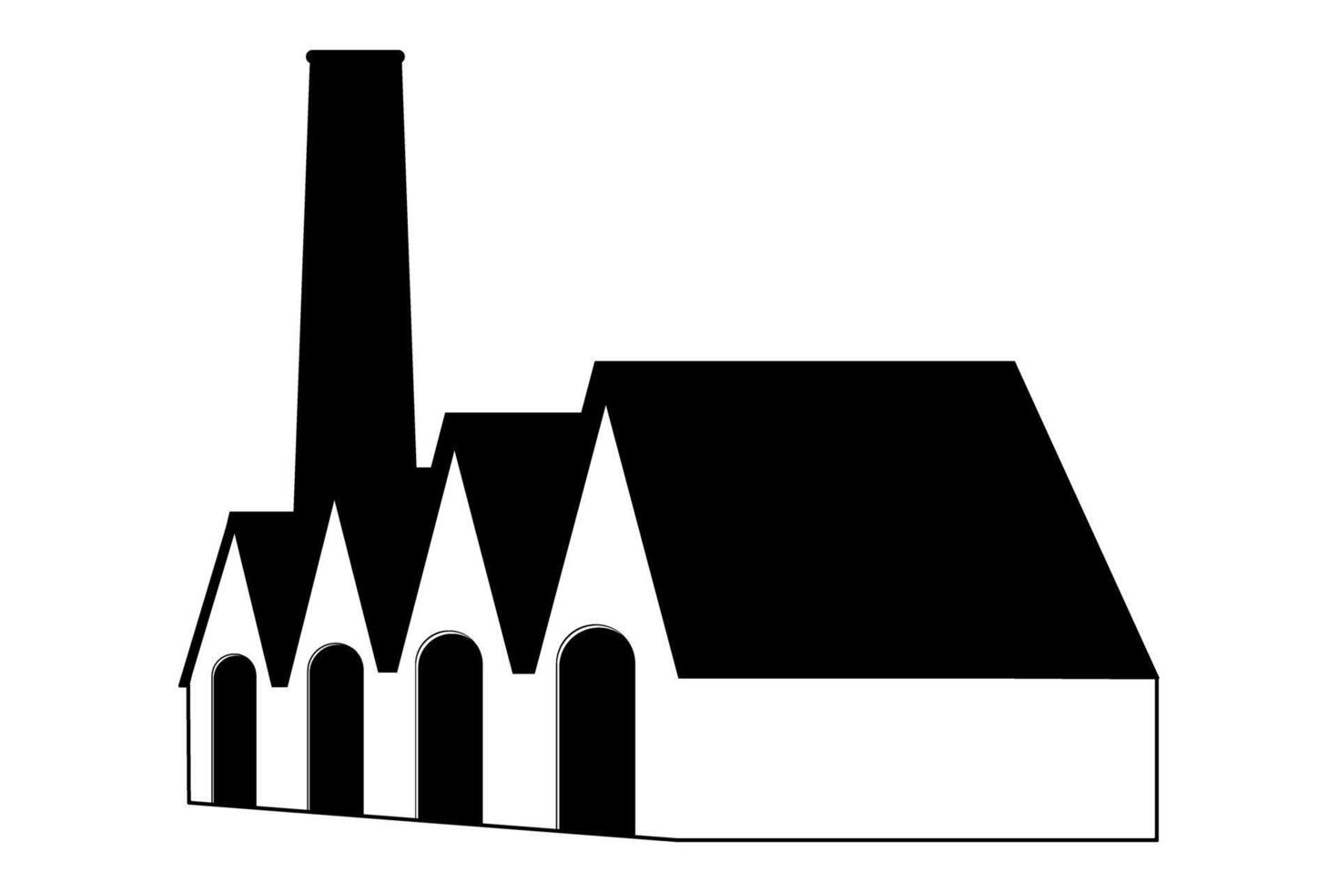 Vintage industrial building icon with smokestack illustration vector