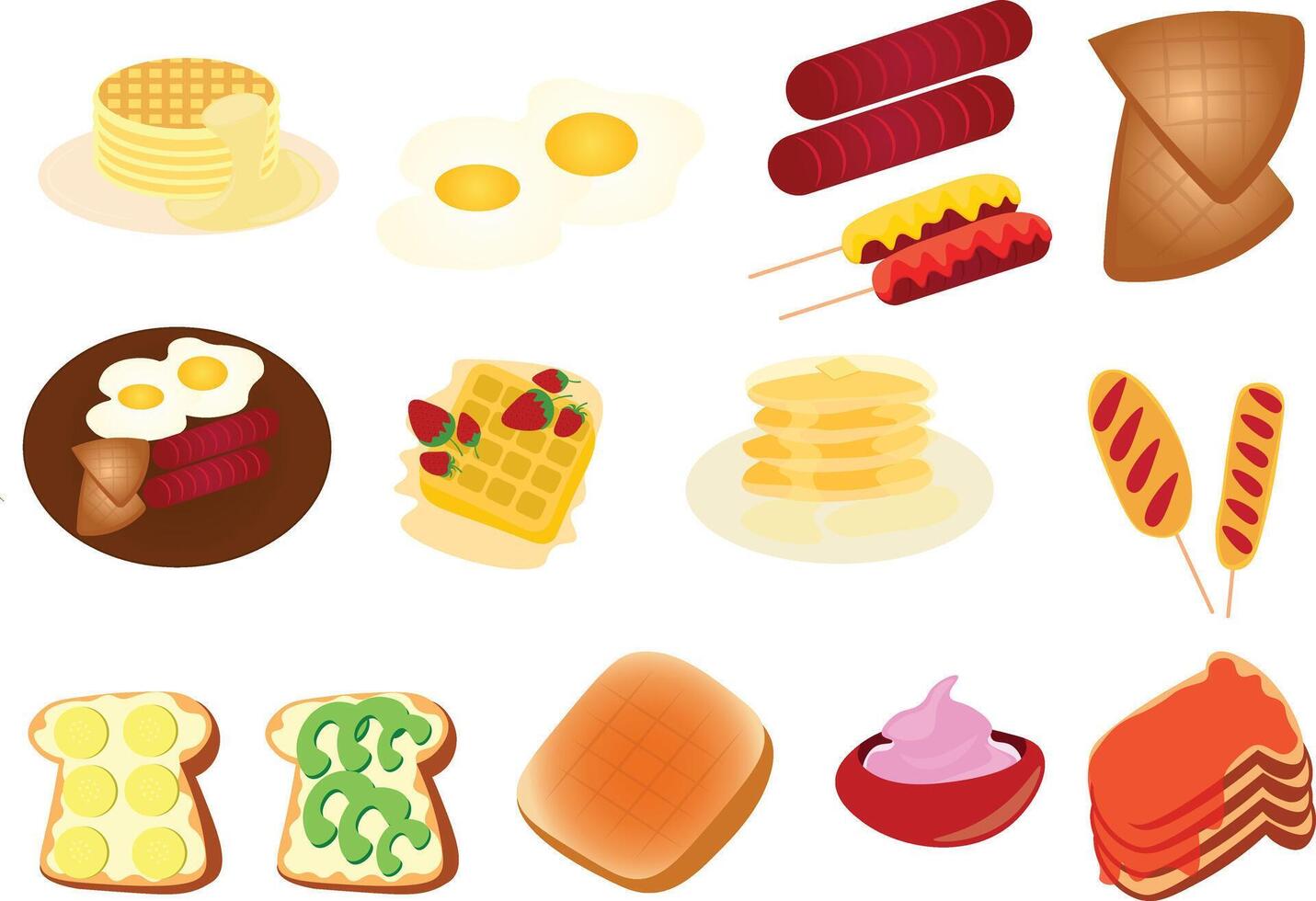 Set of breakfast and morning meal vector