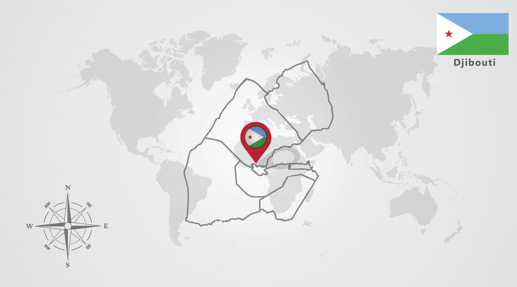 Djibouti flag icon design with map outline vector