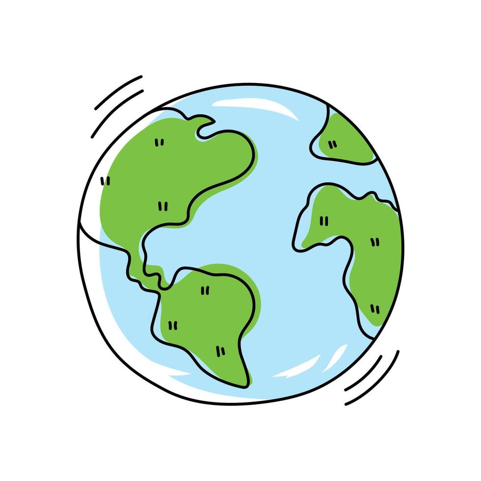 Planet Earth icon in doodle style. Colored flat illustration isolated on white background vector