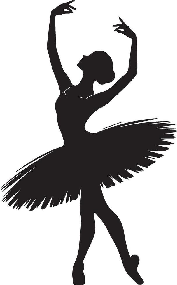 Collection of silhouette illustrations of ballerina dancing ballet isolated on white background. vector