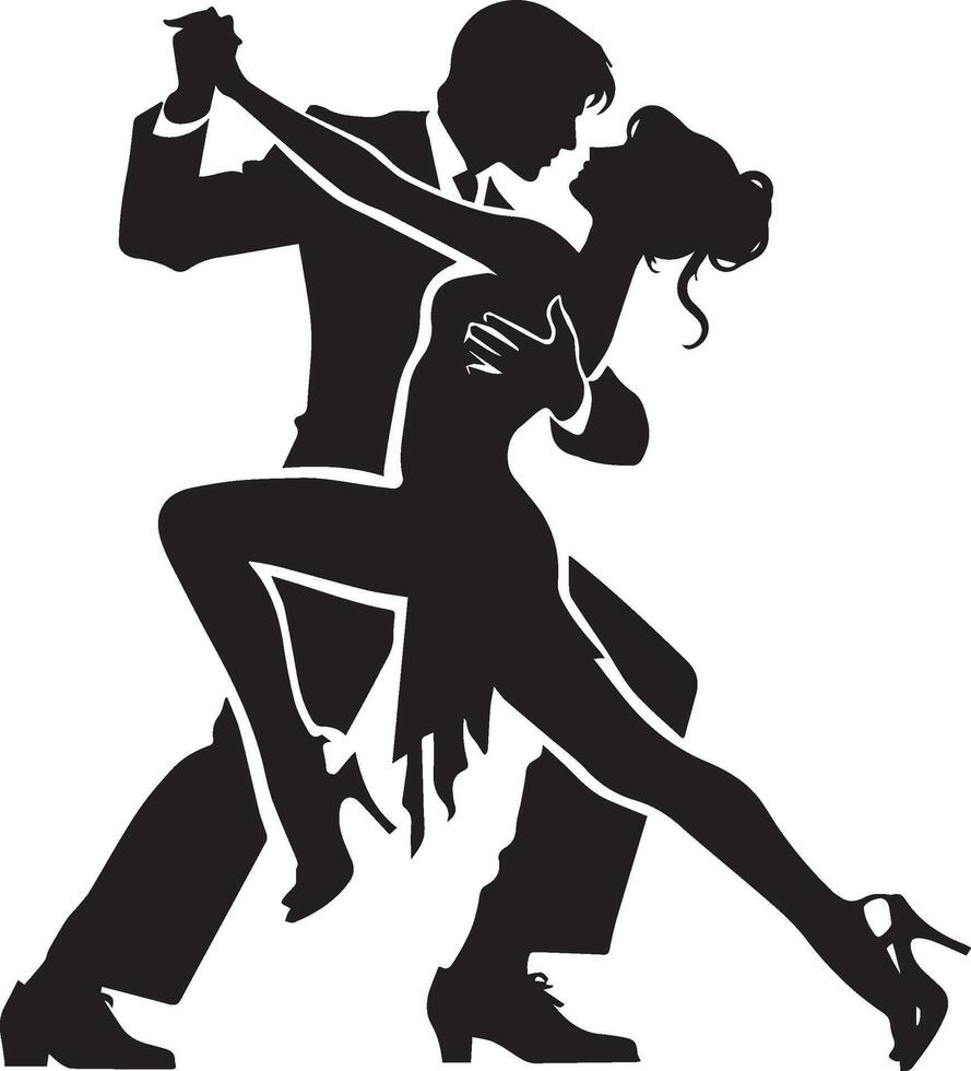 a black silhouette of a couple dancing. vector