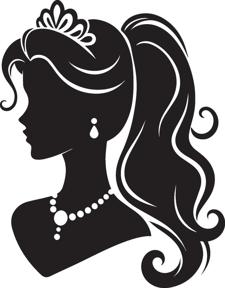 a black silhouette of a woman's head and neck. vector
